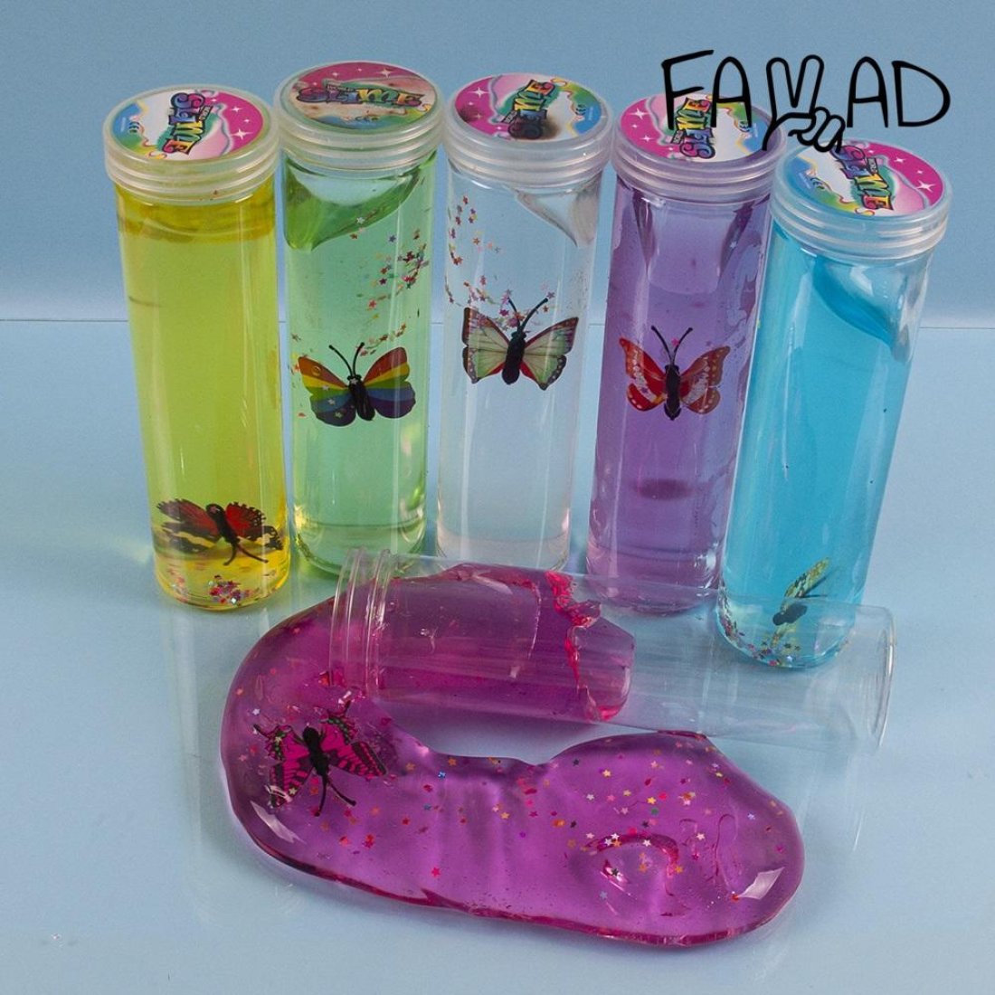 слайм в колбе с бабочкой оптом, фото 6221