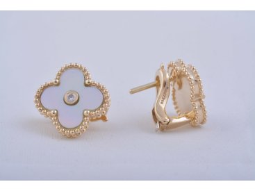 Сережки чотирилистий перламутр в стилі Van Cleef & Arpels - Купити