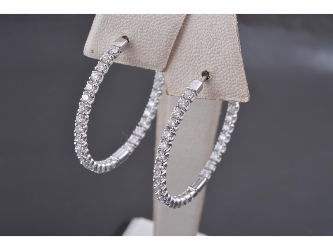 Сережки "Кільця" з діамантами - Купити