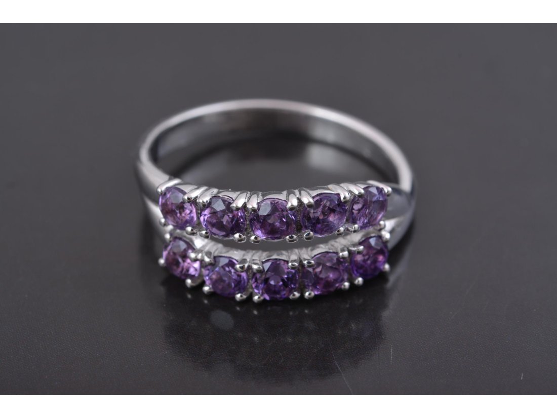 Каблучка з аметистами "Подвійна доріжка"