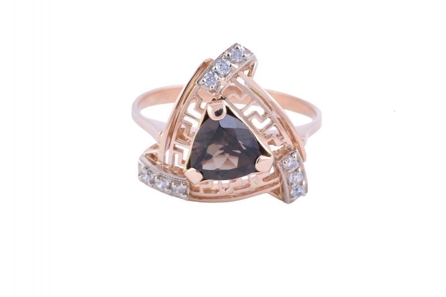 Жіноча каблучка у стилі Versace з трикутним каменем - Фото1 Жіноча каблучка у стилі Versace з трикутним каменем