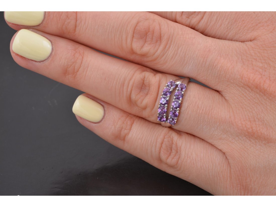 Каблучка з аметистами "Подвійна доріжка"