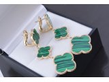 Сережки у стилі Van Cleef з малахітом - Багира