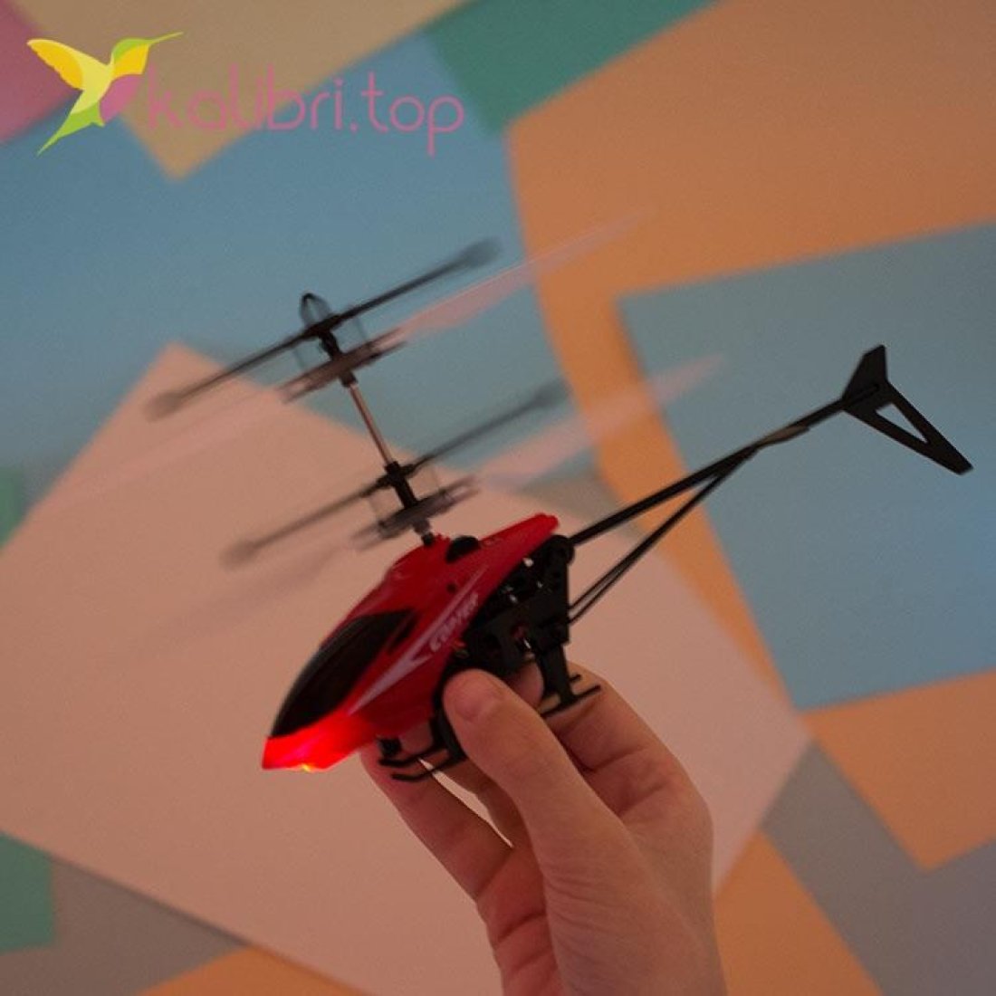 Летающая игрушка вертолет красный оптом фото 957