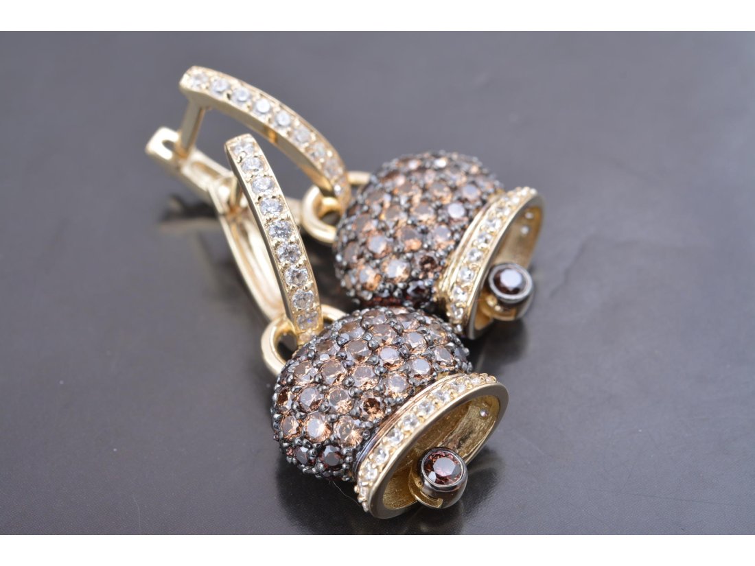 Сережки дзвіночки у стилі Chantecler, жовте золото