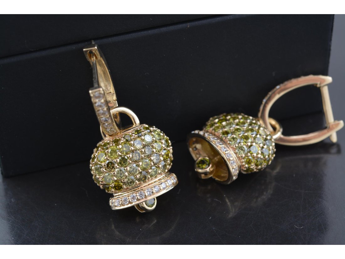 Сережки дзвіночки у стилі Chantecler, жовте золото