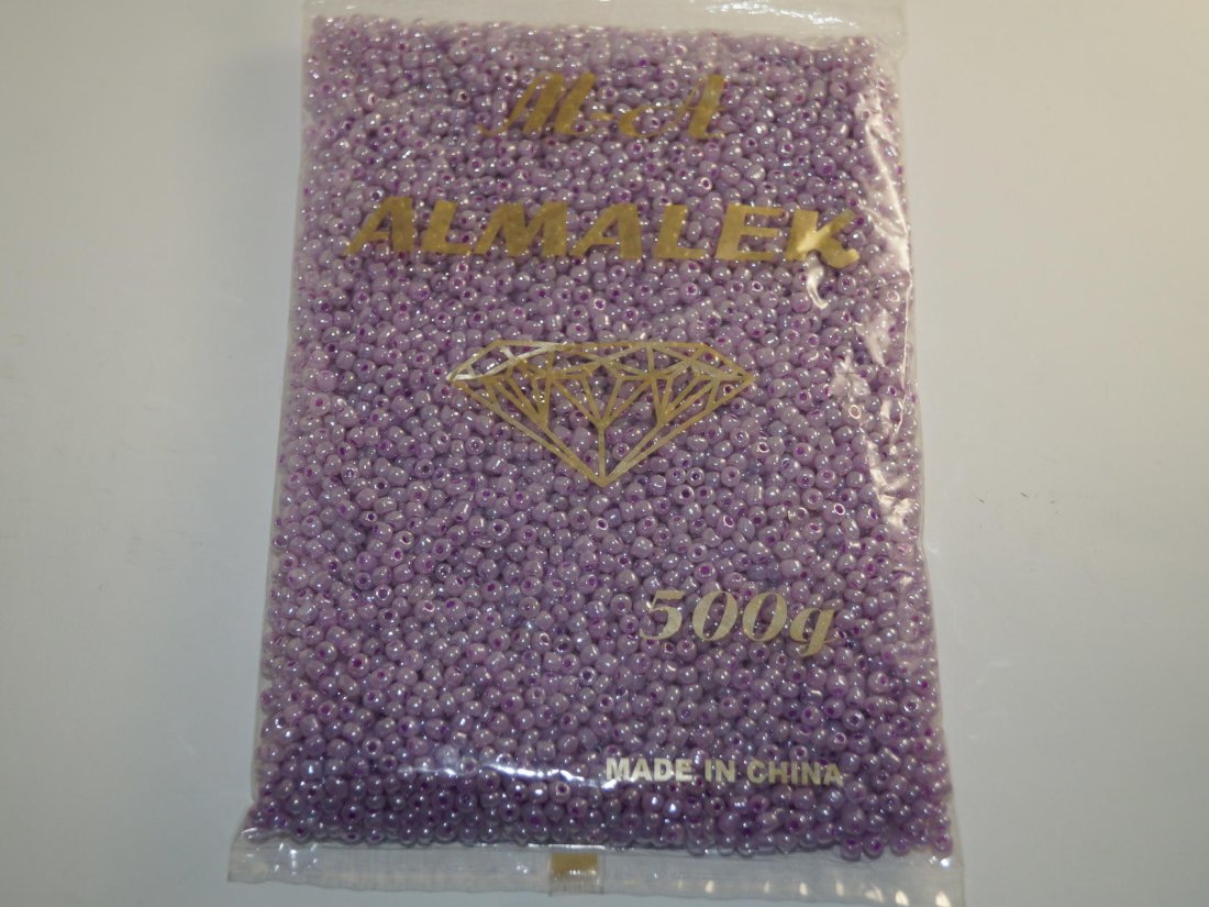 Бісер великий,Китайський. 450г. Бузковій - Кристалік