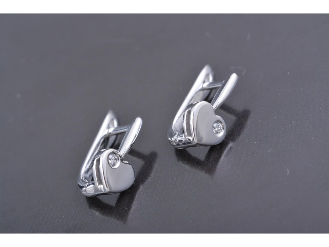 Сережки "Сердечки" з діамантами - Багира