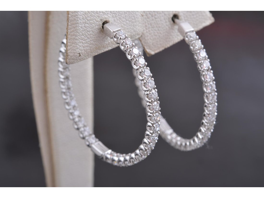 Сережки "Кільця" з діамантами - Багира