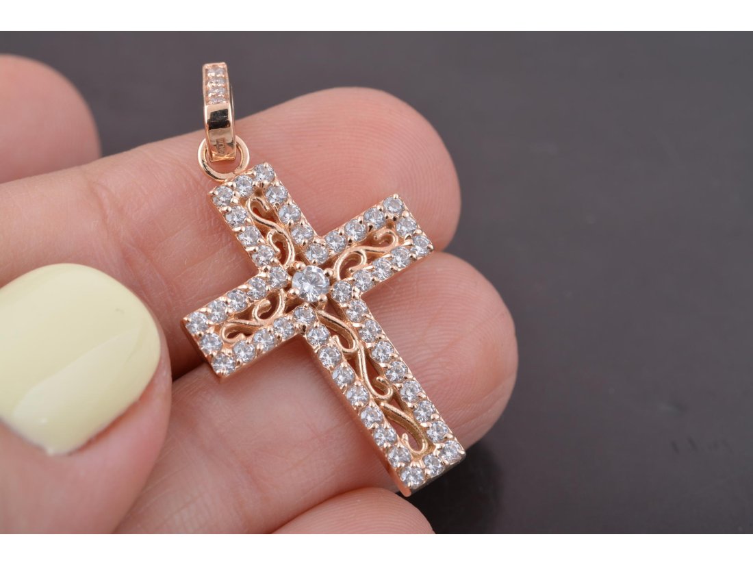 Підвіс "Хрест з камінням "Завитушки" - Купити