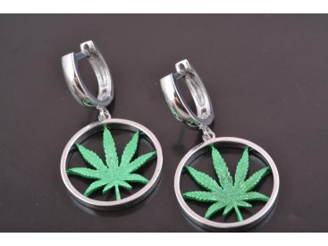Сережки "Конопля" у сріблі з керамічним покриттям - Купити