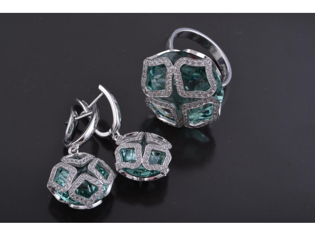 Гарнітур у стилі Chopard (аметист, зелений кварц, цитрин, топаз) - Багира