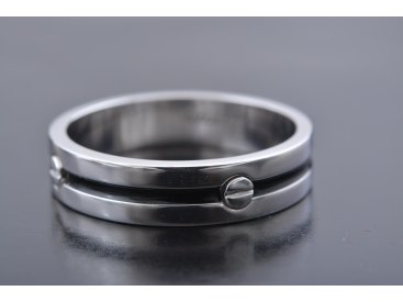 Каблучка з білого золота з чорною емаллю - Купити