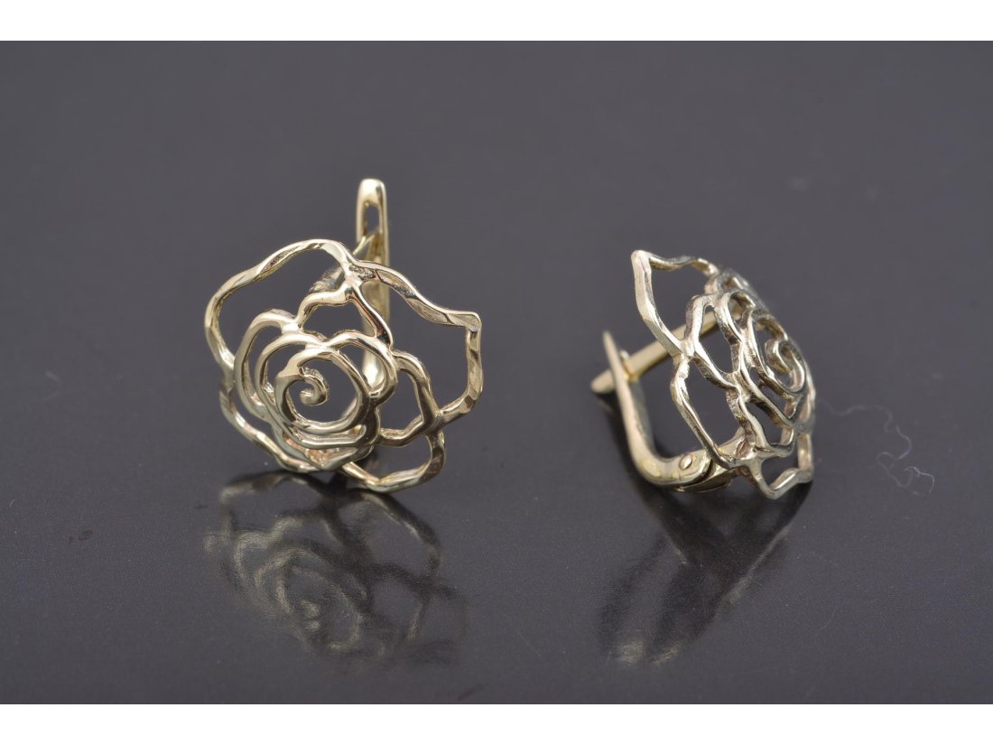 Сережки "Трояндочки" без каміння - Купити