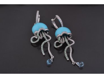 Сережки восьминоги у стилі Chantecler, біле золото - Купити