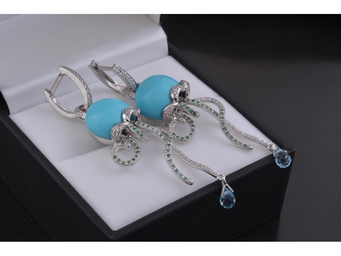 Сережки восьминоги у стилі Chantecler, біле золото - Купити