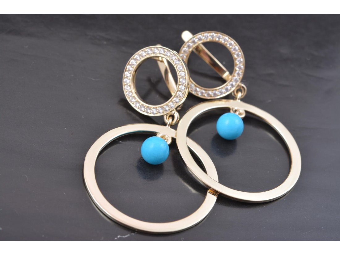 Сережки кружечки із бірюзою