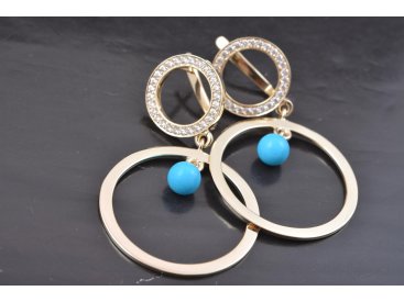 Сережки кружечки із бірюзою - Купити