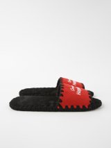 Чоловічі домашні капці Класичні з принтом Source of happiness, відкриті червоні