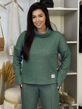 Жіночий костюм із бавовняної тринитки з люрексовою ниткою INNOE 210366-5 Зелений - Innoe