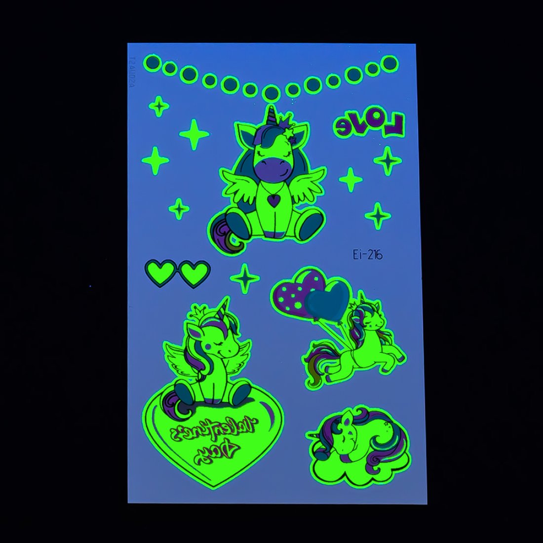 Дитячі сяючі татуювання Єдинороги EI-216