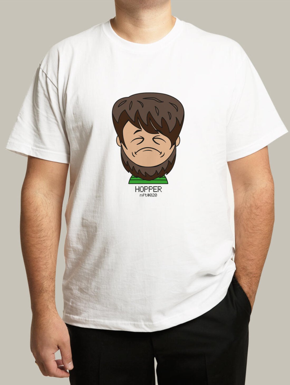 Чоловіча футболка, біла з принтом аватара Hopper 020