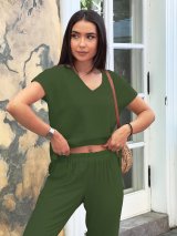 Брючний костюм з легкої тканини INNOE 210337-8 Хакі - Innoe