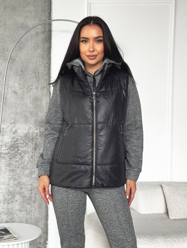 Стильний утеплений жилет без капюшона INNOE 300060-2 Чорний - Купити