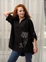 Стильна блуза-туніка з об'ємною вишивкою 230166-3 - Купити