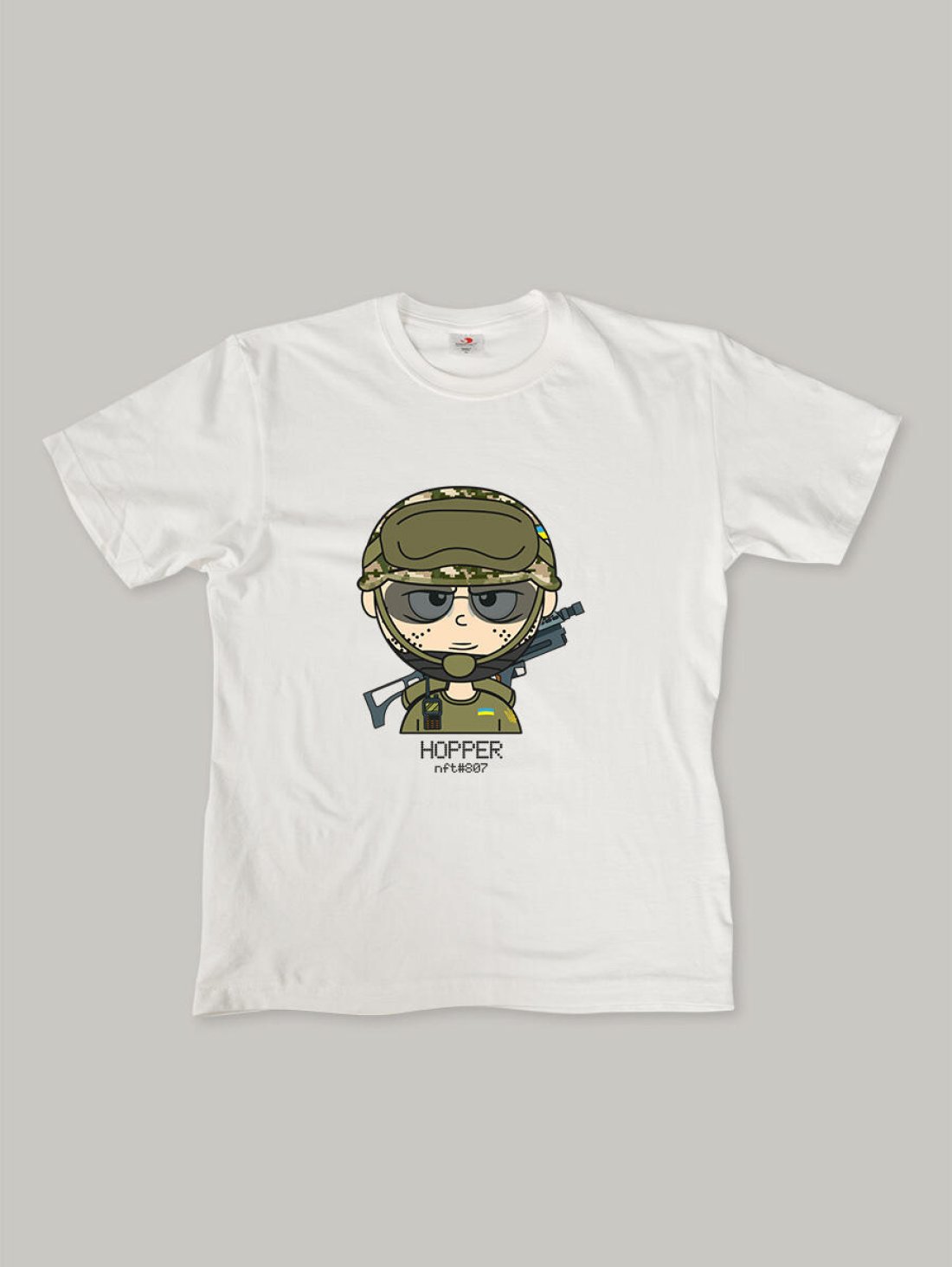 Чоловіча футболка, біла з принтом аватара Military Hopper 807 - Футболки з принтами - Hopper