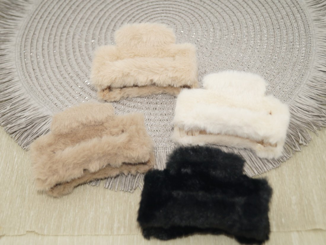 Краби для волосся 9 см. Штучне хутро.