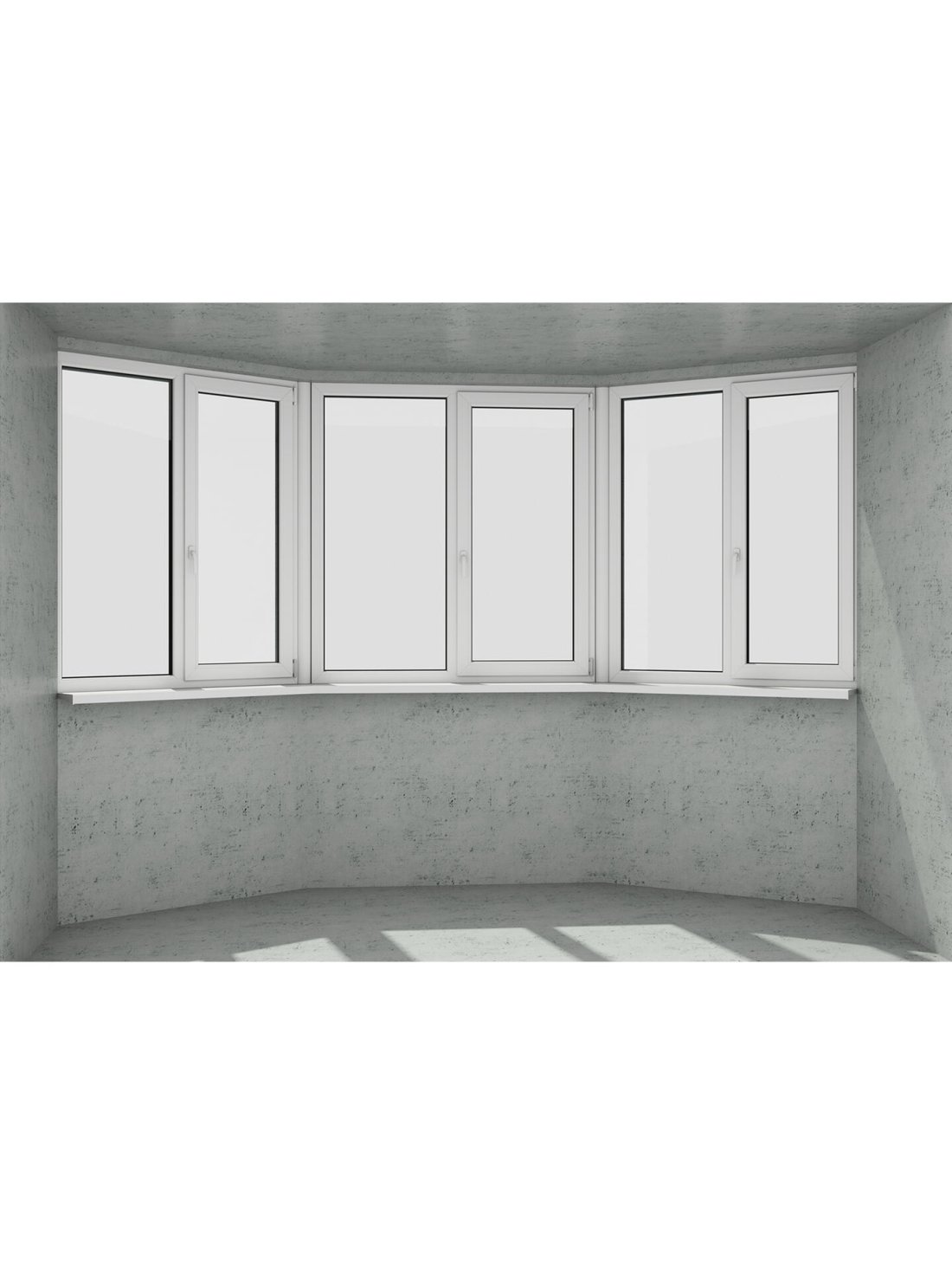 Еркер у вигляді трапеції: 3 безпечних білих класичних вікна (відкриваються 3 половинки)