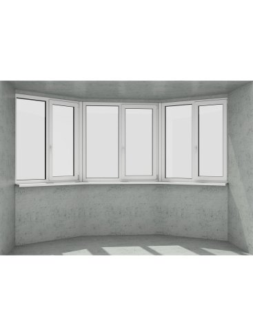 Еркер у вигляді трапеції: 3 безпечних білих класичних вікна (відкриваються 3 половинки) - Купити