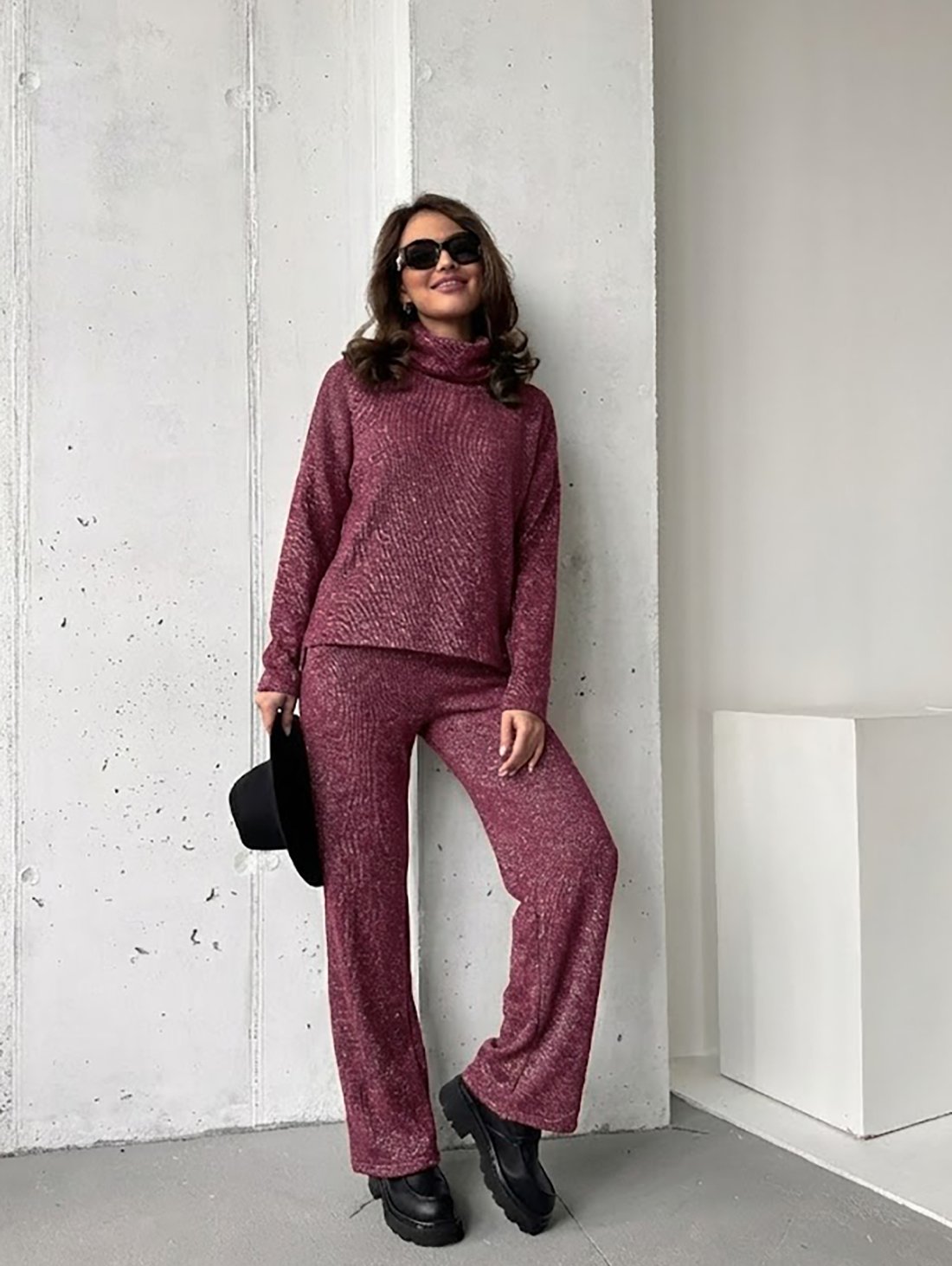 Костюм з блиском люрексу INNOE 210366-4 Бордовий - Купити