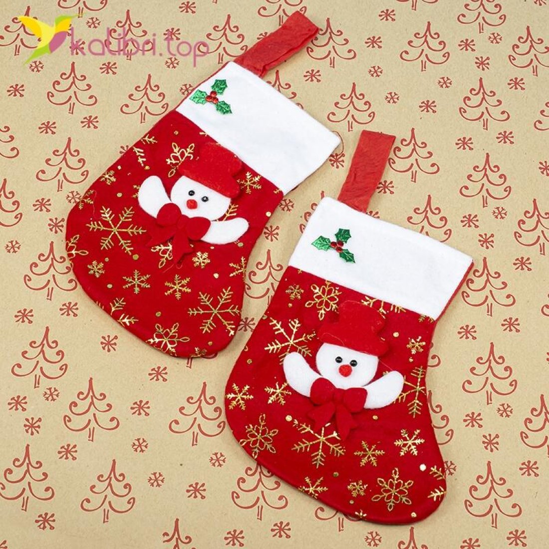 Носок для подарунків маленький зі Сніговиком, оптом фото 1