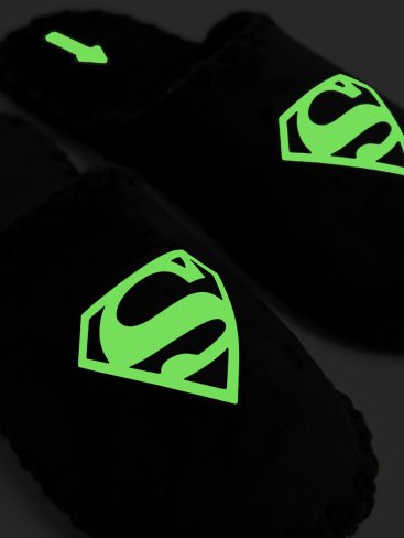 Чоловічі домашні капці Класичні що світяться у темряві Superman закриті Чорні - Купити