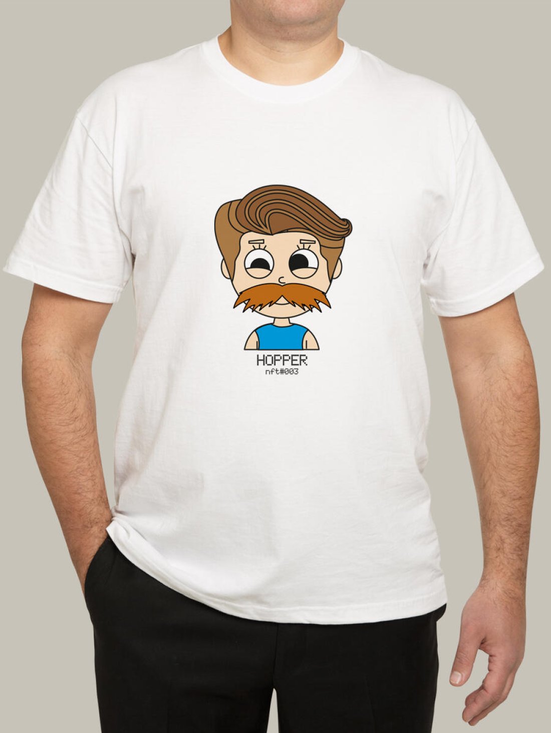 Чоловіча футболка, біла з принтом аватара Hopper 003 - Футболки з принтами - Hopper
