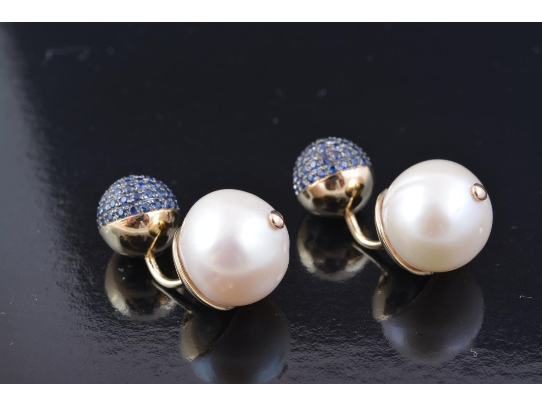 Сережки із сапфірами та перлинами - Купити