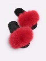 Жіночі домашні капці Пухнастики кольору Пристрасний Червоний FLEX з натуральним хутром песця, Family Story - FamilyStory EN