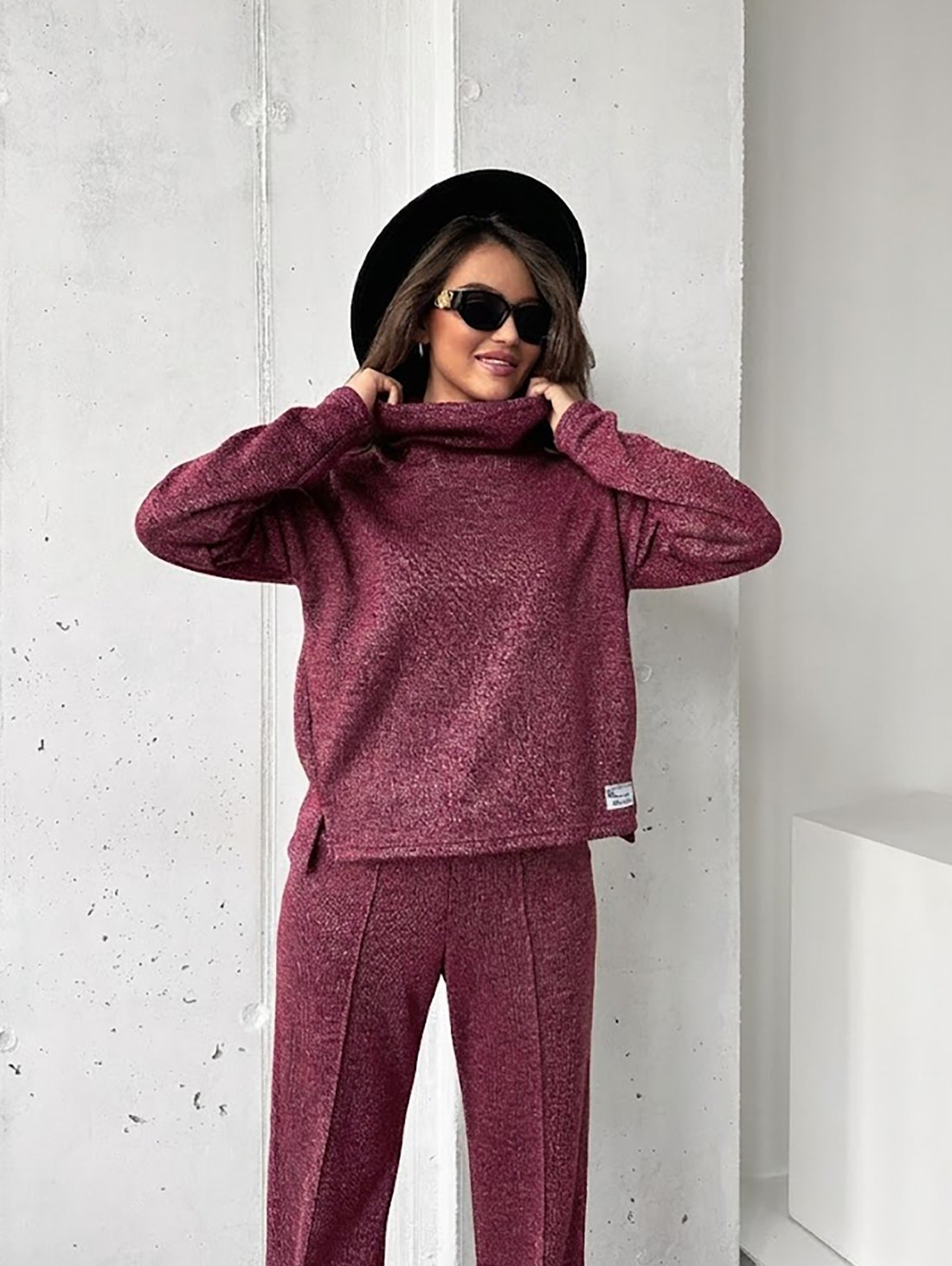 Костюм з блиском люрексу INNOE 210366-4 Бордовий