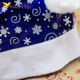 Новогодняя шапка Снежинки синяя оптом фото 02