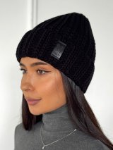 Жіноча шапка-біні фактурної в’язки INNOE 950234-1 Чорний