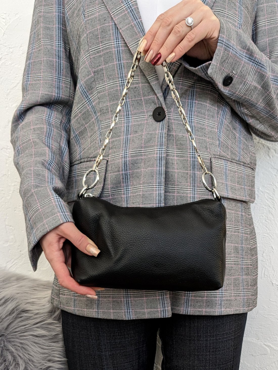 Жіноча сумка City Set з декоративним ланцюжком та вкладною моделлю INNOE 350012-1 Чорний