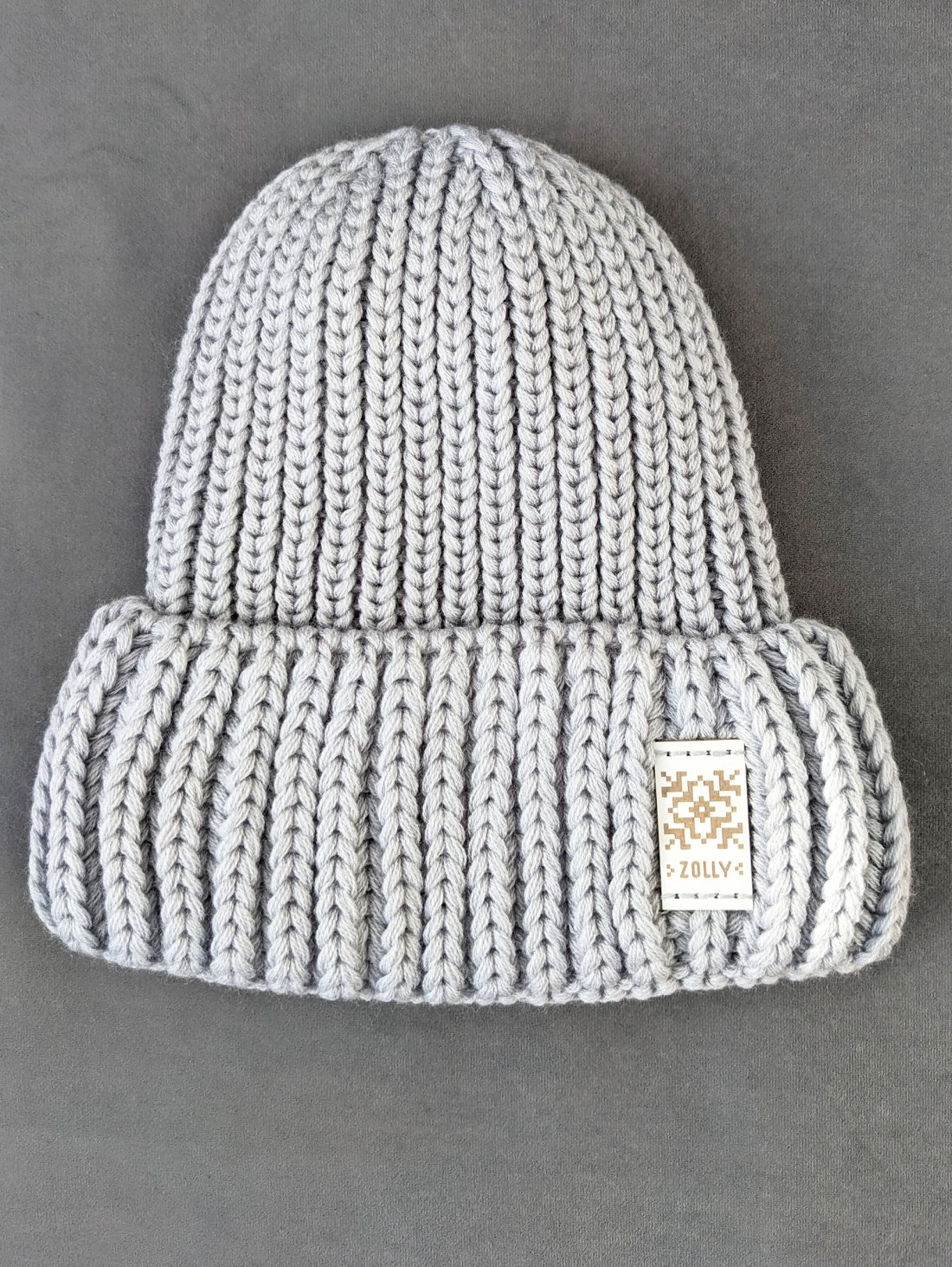 Шапка крупної в'язки з відворотом на флісі INNOE 950234-1 Світло-сірий