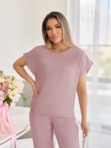 Стильний однотонний костюм для літа INNOE 210368-2 Пудровий - Купити