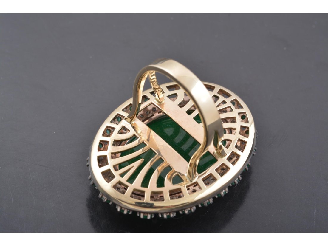 Каблучка із смарагдами та діамантами - Купити