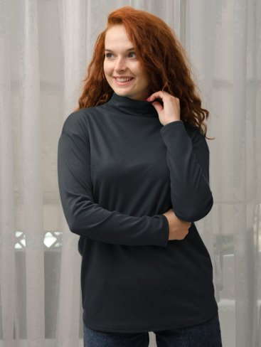Лаконічний жіночий трикотажний гольф з довгими рукавами та ворот стійка 230208-22 - Купити