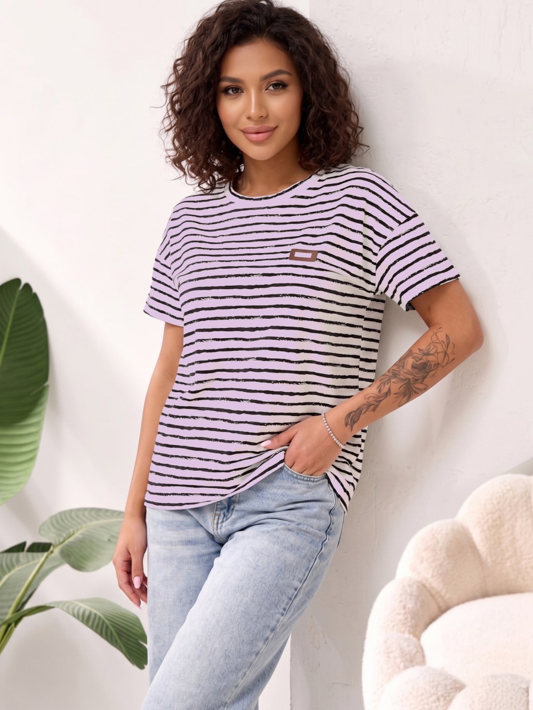 Комфортна футболка casual INNOE 300054-2 Лавандовий - Innoe