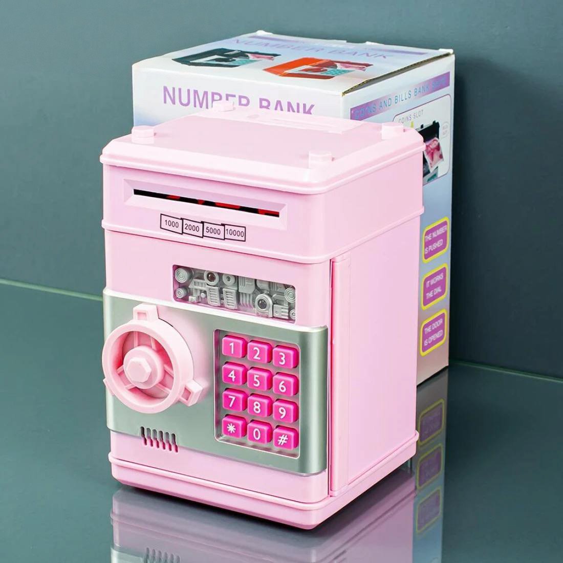 Дитячий Сейф скарбничка з кодовим замком Рожевий - Pobut