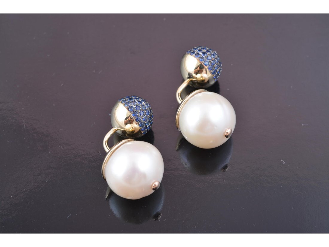 Сережки із сапфірами та перлинами - Багира